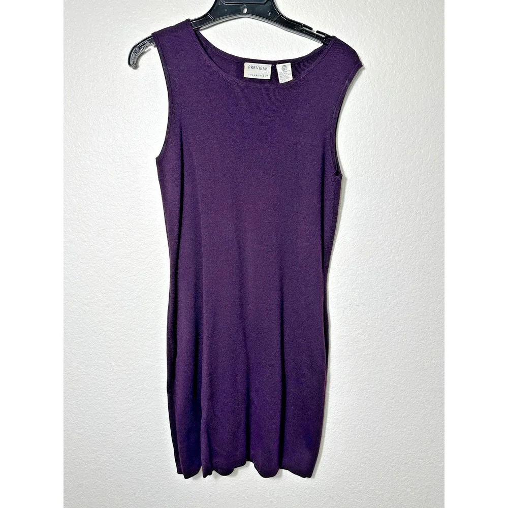 Vtg Preview Collection 100% Extra Fine Merino Wool Dress Cardigan Set Women’s S